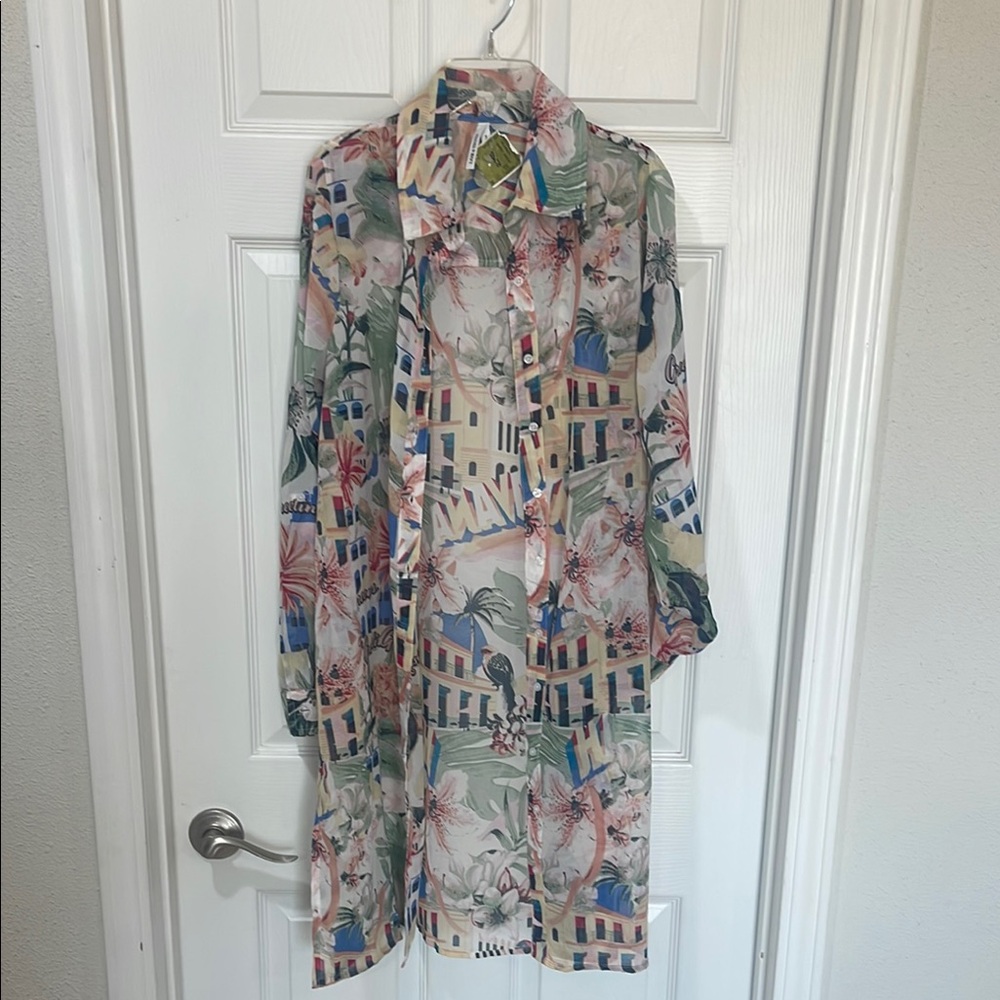 Live 4 Truth Multicolor Sheer Shirt Dress